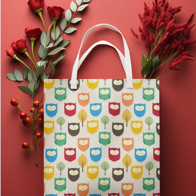 Moyen Sac cadeau de chouette de dessin multiple (gift bag, birthday surprise gift bag, teddy bear gift bag, wine gift bag, travel bag, use and throw )