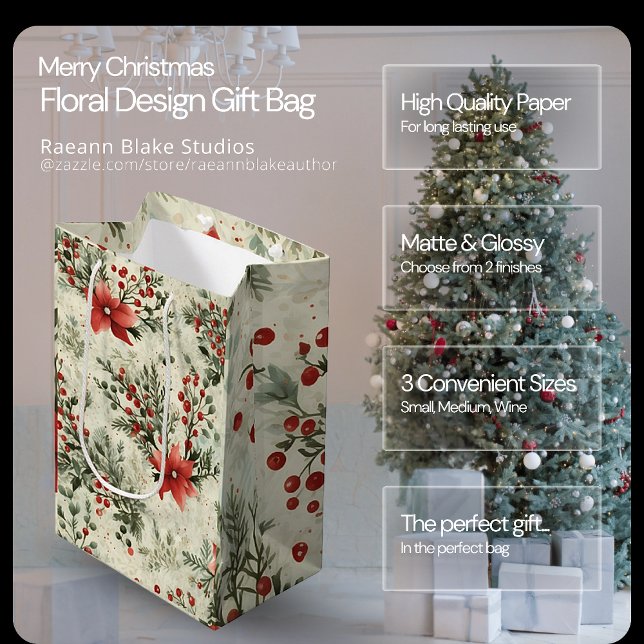 Moyen Sac cadeau de décoration florale de Noël (Créateur téléchargé)