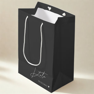 Moyen Sac Cadeau de Demoiselle d'Honneur Moderne Gris Fo
