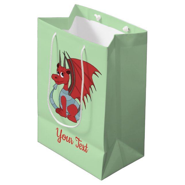 Moyen Sac cadeau de dragon rouge (Devant Angle)