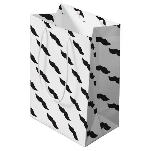 Moyen Sac cadeau de fête d'anniversaire Mustache Chic (Devant Angle)