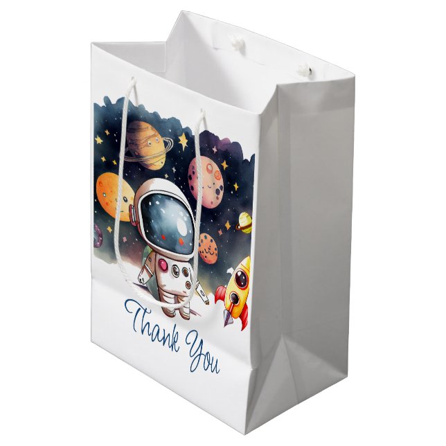 Moyen Sac cadeau de fête pour planètes de l'espace (Devant Angle)