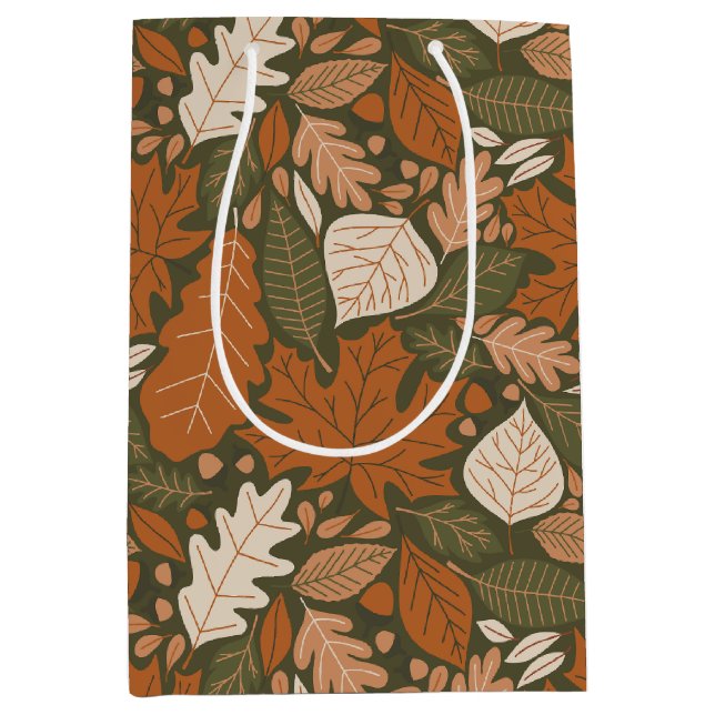 Moyen Sac cadeau de feuillet d'automne (Devant)