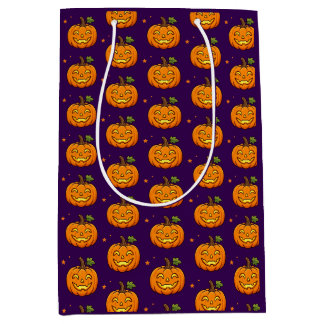 Moyen Sac Cadeau de Halloween Citrouille Flamboyante Mig