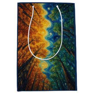 Moyen Sac Cadeau de la Forêt Automnale Colorée