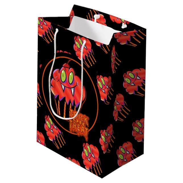 Moyen Sac cadeau de mignonne Halloween Orange Vampire Cu (Dos Angle)