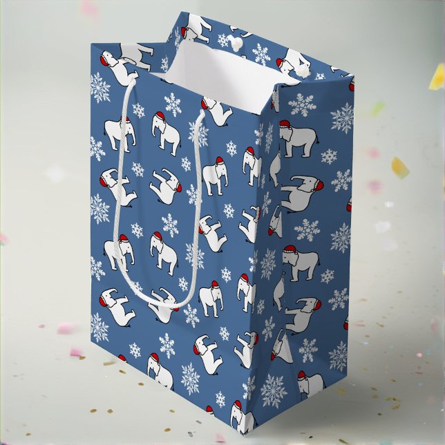 Moyen Sac cadeau de Noël à la fête des éléphants blancs  (Créateur téléchargé)
