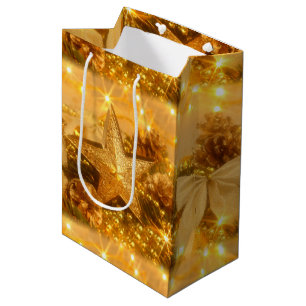 Moyen Sac cadeau de Noël d'or