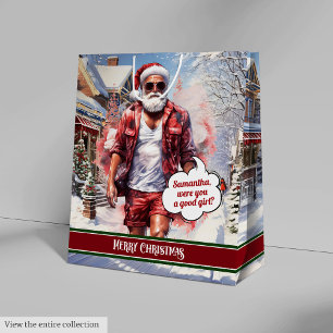 Moyen Sac Cadeau de Noël Drôle Santa Beau Cadeau