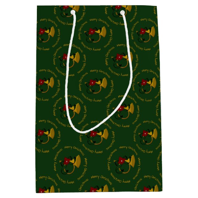 Moyen Sac cadeau de Noël Horn-vert M (Devant)