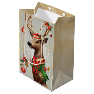 Moyen Sac cadeau de Noël imprimé sur les deux côtés - Mo