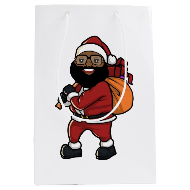 Moyen Sac cadeau de Noël noir (Devant)