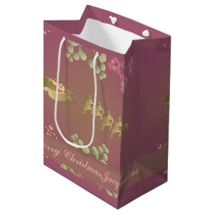 Moyen Sac cadeau de Noël Père Noël Reindeer