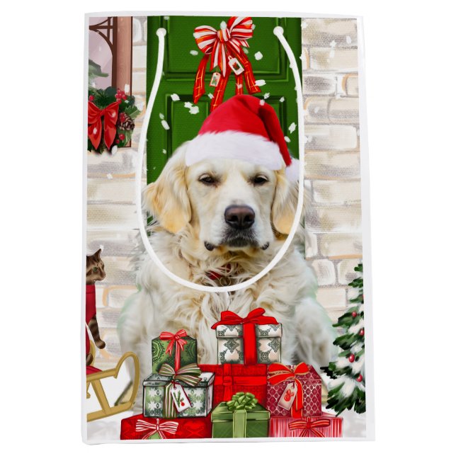 Moyen Sac cadeau de Noël pour chien d'or Retriever (Devant)