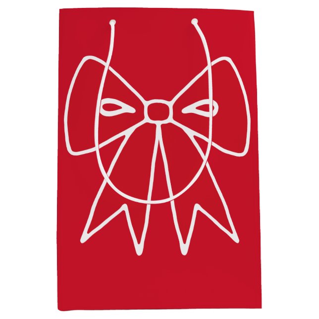 Moyen Sac cadeau de Noël Rouge Bow (Devant)