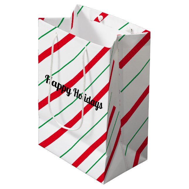 Moyen Sac cadeau de Noël sucre de canne (Devant Angle)
