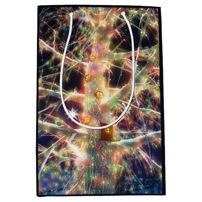 Moyen Sac cadeau de Noël Treehouse (Devant)