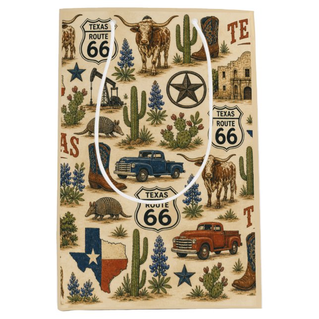 Moyen Sac cadeau de Rodéo de la Route 66 du Texas (Devant)