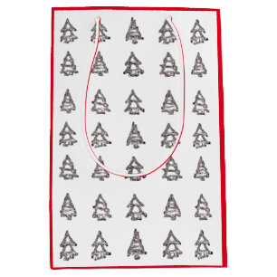 Moyen Sac cadeau de sapin de Noël moderne
