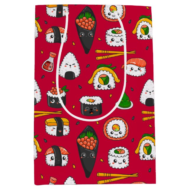 Moyen Sac Cadeau de Sushi Kawaii (Devant)
