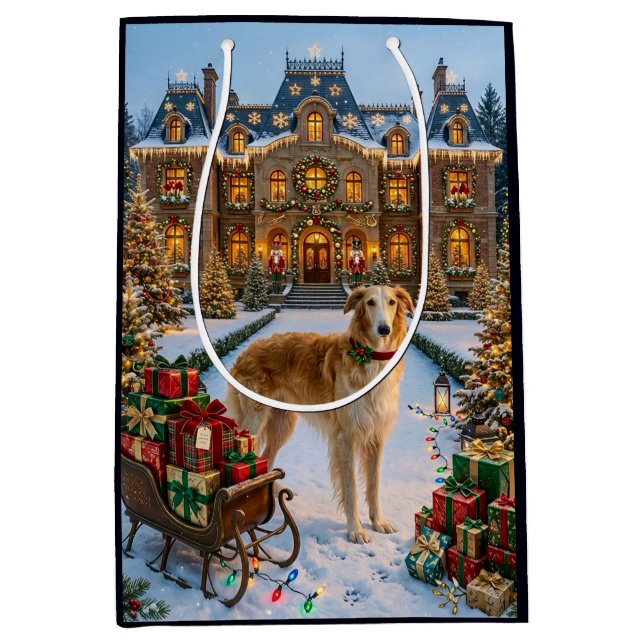 Moyen Sac cadeau de vacances Borzoi (Devant)