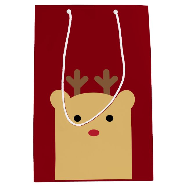 Moyen Sac cadeau de vacances Cute Peekaboo Reindeer (Devant)