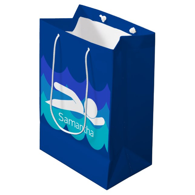 Moyen Sac cadeau design de natation (Devant Angle)