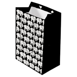 Moyen Sac cadeau design Eléphants blancs
