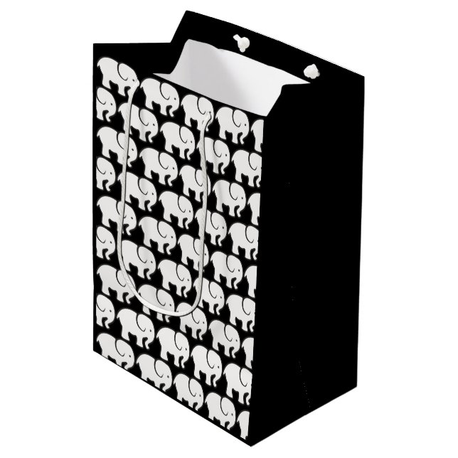 Moyen Sac cadeau design Eléphants blancs (Devant Angle)