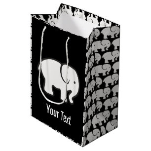Moyen Sac cadeau design Eléphants blancs
