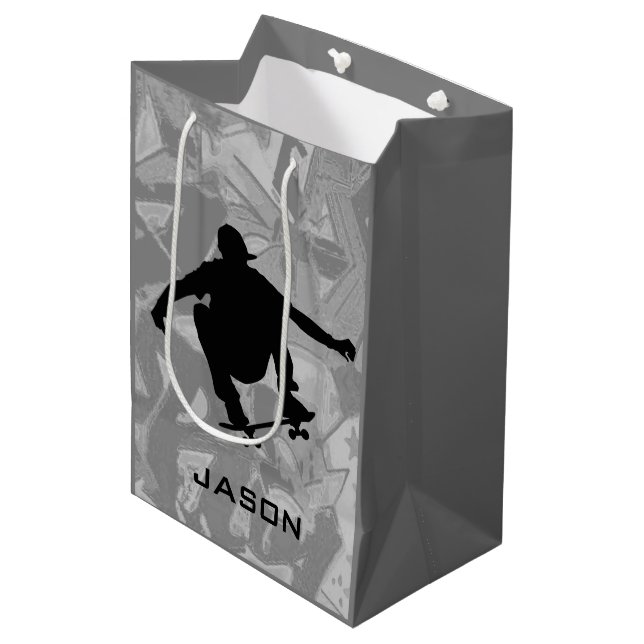 Moyen Sac cadeau Design Skateboard (Devant Angle)