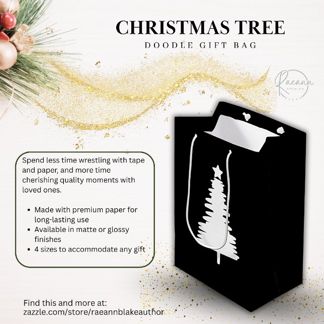 Moyen Sac Cadeau Dessin Arbre de Noël (Créateur téléchargé)