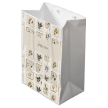 Sac Cadeau d'Herbes Botaniques Personnalisé avec N