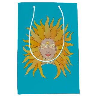 Moyen Sac cadeau d'inspiration solaire jaune Turquoise