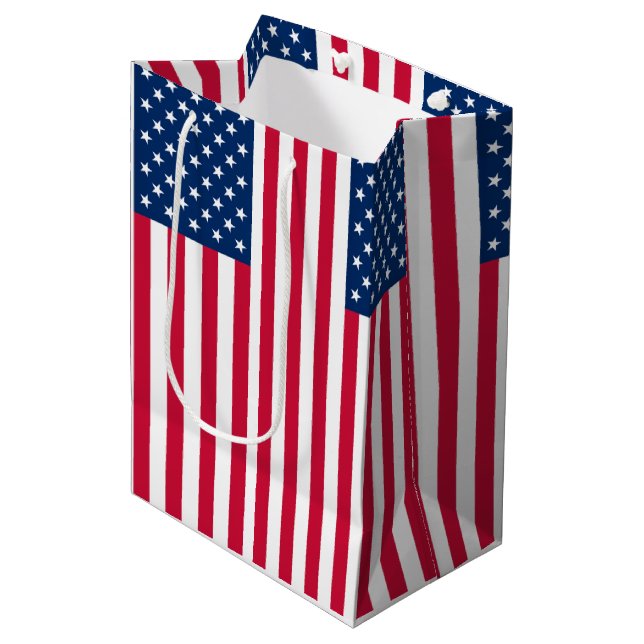 Moyen Sac cadeau drapeau américain (Devant Angle)