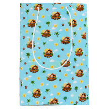Sac cadeau drôle pour chat d'été avec motif tropic