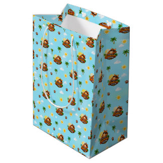 Moyen Sac cadeau drôle pour chat d'été avec motif tropic