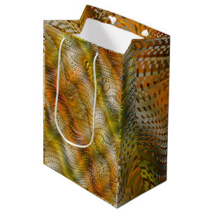 Moyen Sac Cadeau en Fausse Peau de Serpent Tons Terre