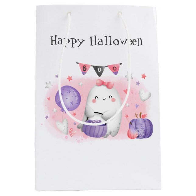 Moyen Sac cadeau fille petit garçon Halloween mignonne (Devant)