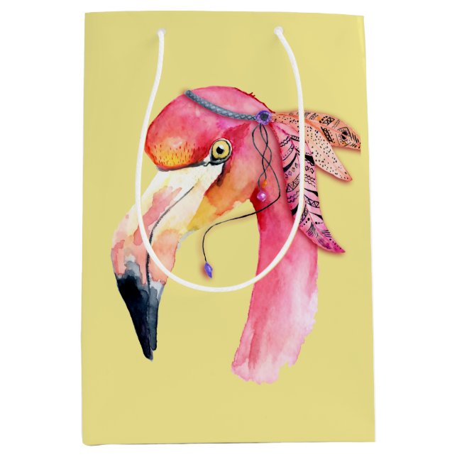 Moyen Sac cadeau flamant rose Boho Fiona (Devant)