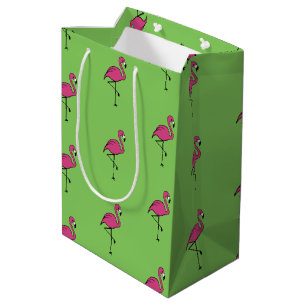 Moyen Sac cadeau Flamant rose rose rétro