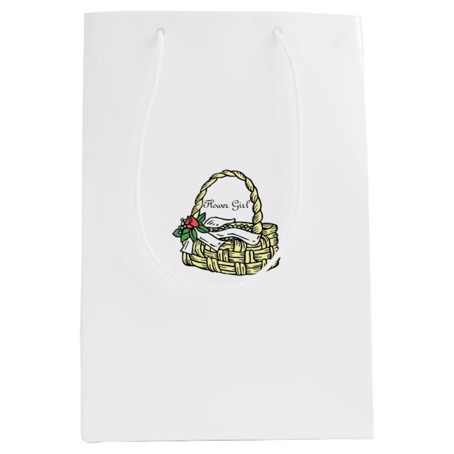 Moyen Sac cadeau Fleur de la fête de mariage Panier blan (Devant)
