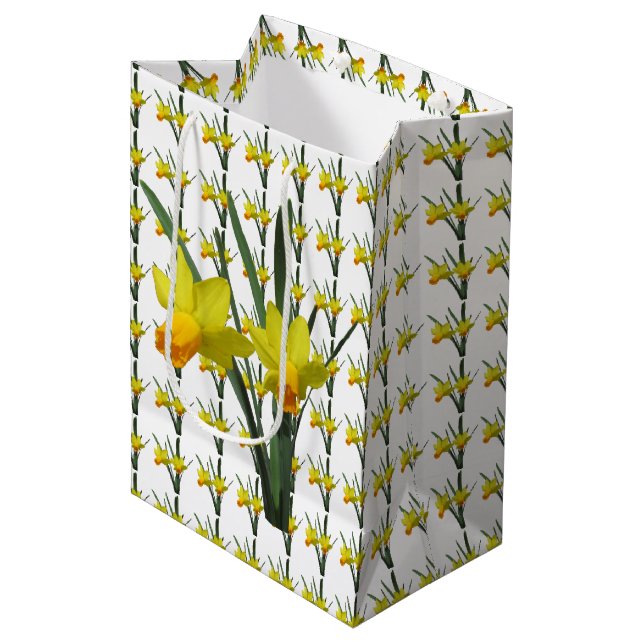 Moyen Sac cadeau - Fleurs de jonquilles (Devant Angle)