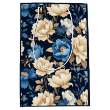 Sac Cadeau Fleurs Victoriennes Bleu