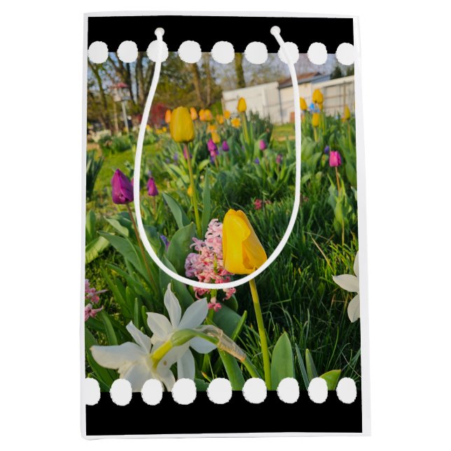 Moyen Sac cadeau Floral personnalisé (Devant)