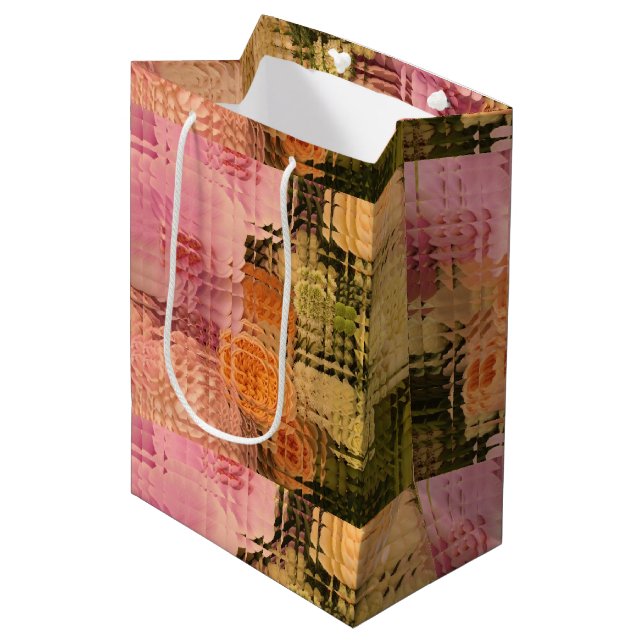 Moyen Sac cadeau floral, sac cadeau mariage, sac cadeau  (Devant Angle)