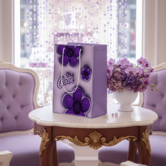 Moyen Sac Cadeau Floral Violet “Be Cool” (Créateur téléchargé)