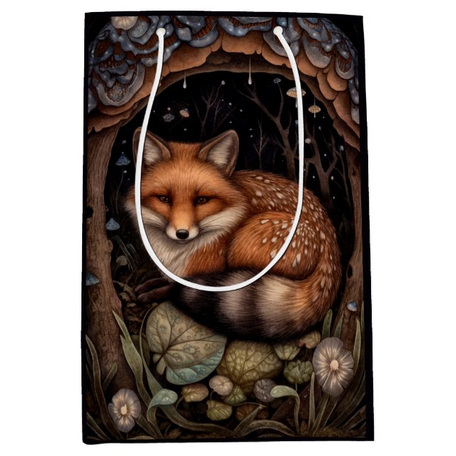 Moyen Sac cadeau Fox de minuit (Devant)