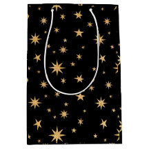 Sac cadeau Gold Stars - Arrière - plan noir
