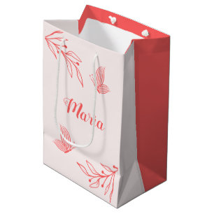 Moyen sac cadeau grand format simple corail rose botaniq